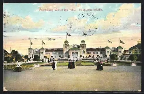 Lithographie Wiesbaden, Ausstellung 1909, Hauptgewerbehalle