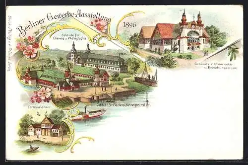 Lithographie Berlin, Gewerbe-Ausstellung 1896, Gebäude für Chemie und Photographie