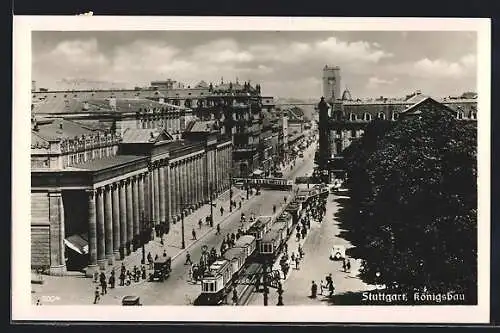 AK Stuttgart, Strassenbahnen am Königsbau