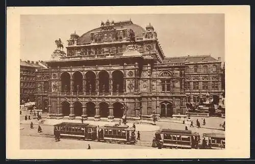 AK Wien, Strassenbahnverkehr vor der Staatsoper