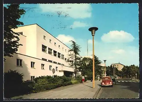 AK Bonn, Bundeshaus mit Strassenpartie