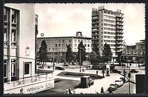 Foto-AK Rotterdam, Coolsingel, Strassenbahn