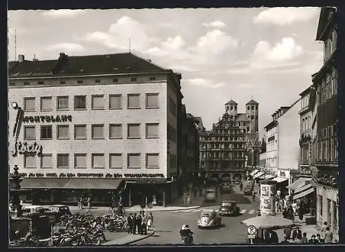 AK Braunschweig, Blick vom Kohlmarkt auf Gewandhaus und Martinikirche