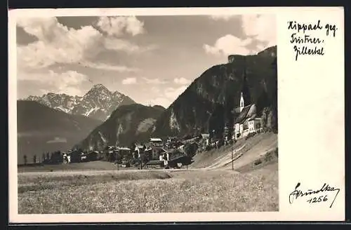 Foto-AK Hans Hruschka Nr. 1256: Hippach /Zillertal, Ortsansicht gegen Tristner