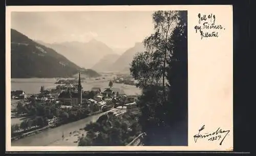 Foto-AK Hans Hruschka Nr. 1327: Zell am Ziller, Ortsansicht gegen Tristner