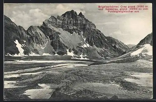 AK Puntaigletscher, Blick auf Brigelserhörner, Cap grond und Kavestrau