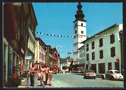 AK Waging, Marktplatz mit Pfarrkirche St. Martin