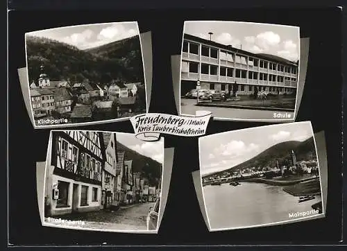 AK Freudenberg /Main, Schule, Mainpartie und Kirchpartie