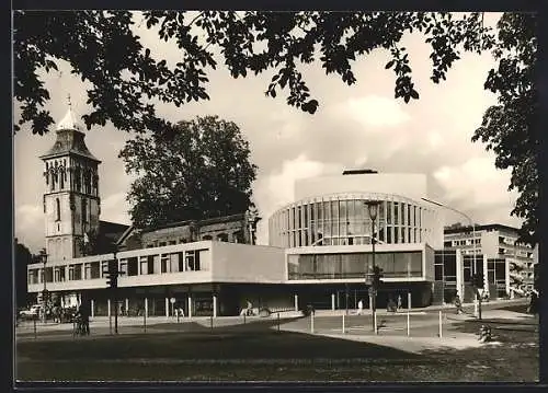 AK Münster i. W., Stadttheater mit Strasse