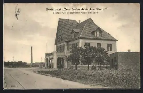 AK Gerdt b. Baerl, Restaurant Zum freien deutschen Rhein, Bes. Georg Stermann