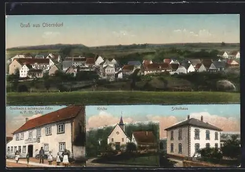 AK Oberndorf / Neckar, Gasthaus zum schwarzen Adler F. M. Stahl, Gesamtansicht, Schule