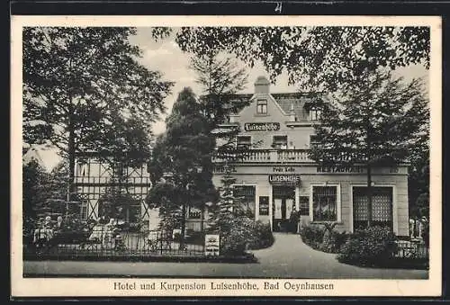 AK Bad Oeynhausen, Hotel-Kurpension Luisenhöhe Fritz Kelle, Westcorso 17, mit Garten