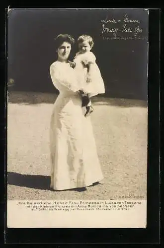 AK Prinzessin Luisa von Toscana mit Prinzessin Anna Monica Pia von Sachsen auf Schloss Wartegg