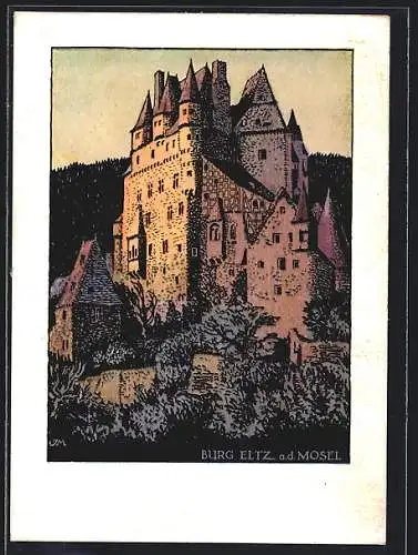 Künstler-AK Burg Eltz an der Mosel