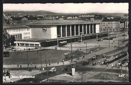 AK Wien, Westbahnhof mit Strassenbahn