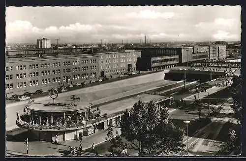 AK Duisburg, Hauptbahnhof aus der Vogelschau