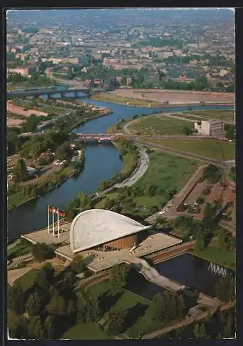 AK Berlin, Blick auf die Kongresshalle, Fliegeraufnahme