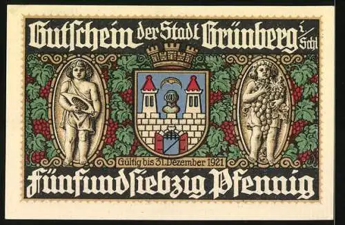 Notgeld Grünberg i. Schlesien 1921, 75 Pfennig, Hospitalstrasse in Alt-Grünberg