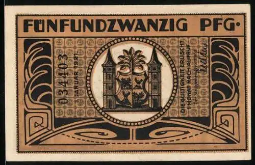 Notgeld Ilmenau 1921, 25 Pfennig, Staatsprüfamt und Glasbläser