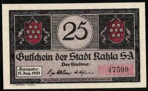 Notgeld Kahla /S.-A. 1921, 25 Pfennig, Rondinella-Tanz