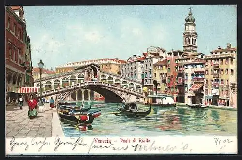 AK Venezia / Venedig, Ponte di Rialto, Rialtobrücke