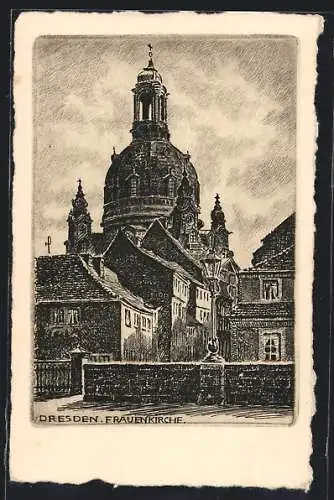 Künstler-AK Dresden, An der Frauenkirche