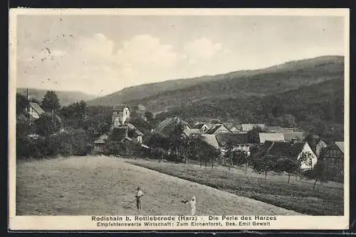 AK Rodishain b. Rottleberode, Teilansicht mit Gasthaus Zum Eichenforst