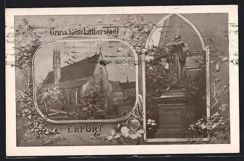 AK Ganzsache PP36F3: Erfurt, Martin Luther Denkmal, Augustinerkirche