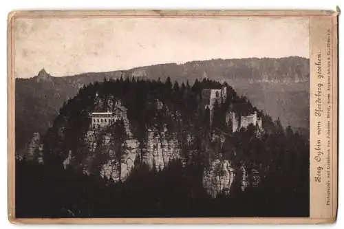Fotografie Johannes Beyer, Zittau, Ansicht Oybin, Blick nach dem Berg Oybin vom Pferdeberg aus gesehen