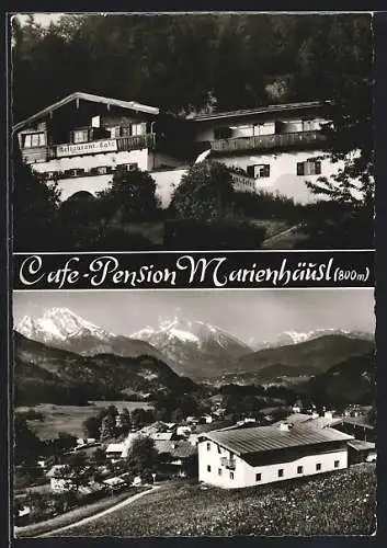 AK Berchtesgaden, Cafe-Pension Marienhäusl, Ortsansicht