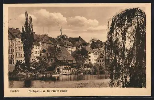 AK Görlitz, Neissepartie an der Prager Strasse