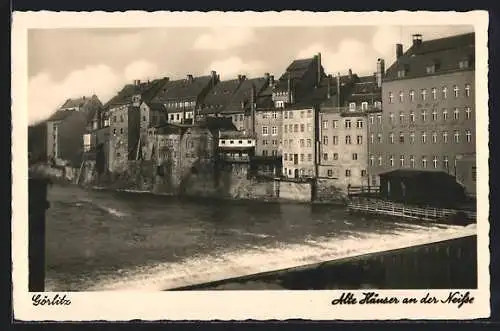 AK Görlitz, Alte Häuser an der Neisse mit Görlitzer Nudelfabrik