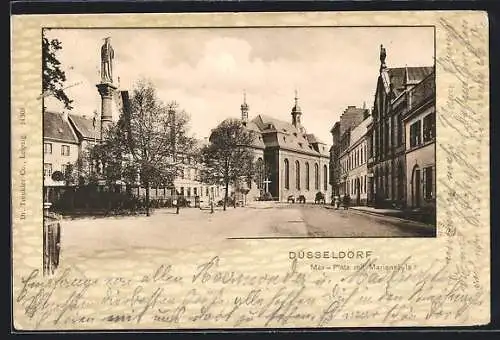 AK Düsseldorf, Max-Platz mit Mariensäule