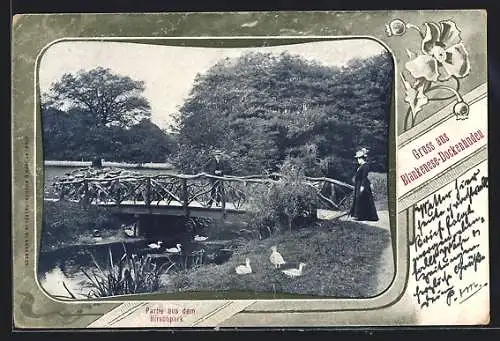 AK Hamburg-Blankenese-Dockenhuden, Partie aus dem Hirschpark, Enten