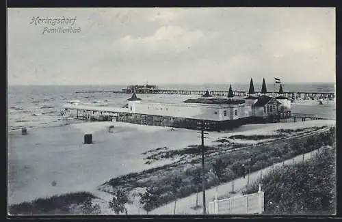 AK Heringsdorf / Seebad, Familienbad und Seebrücke