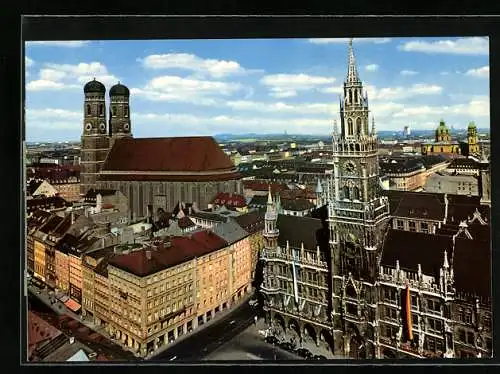 AK München, Olympia 1972, Frauenkirche und Rathaus aus der Vogelschau