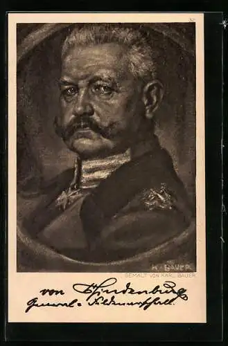 Künstler-AK Paul von Hindenburg in Uniform