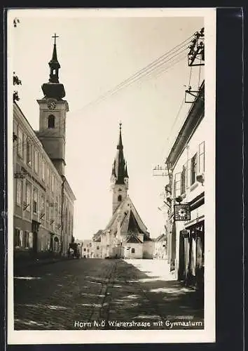 AK Horn /N. Ö., Wienerstrasse mit Gymnasium