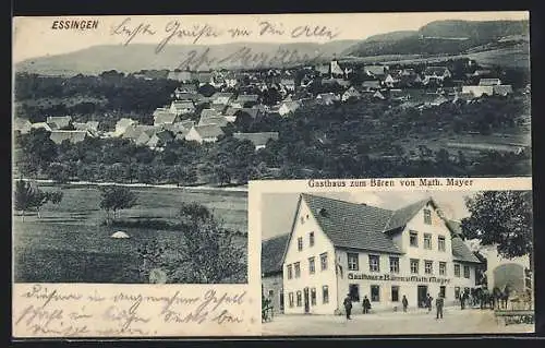 AK Essingen / Württ., Gasthaus zum Bären M. Mayer, Gesamtansicht mit Umgebung und Bergen