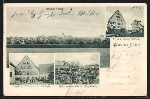 AK Altdorf, Gasthof zum Hirsch, Gartenwirtschaft, Altes und neues Schloss