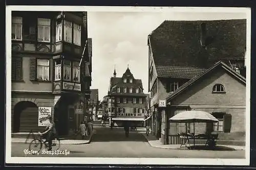 AK Aalen, Hauptstrasse mit Kaiser`s-Geschäft und Cigarrenhaus