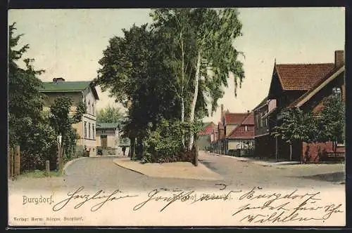 AK Burgdorf / Hannover, Strassenpartie hinter dem Bahnhof