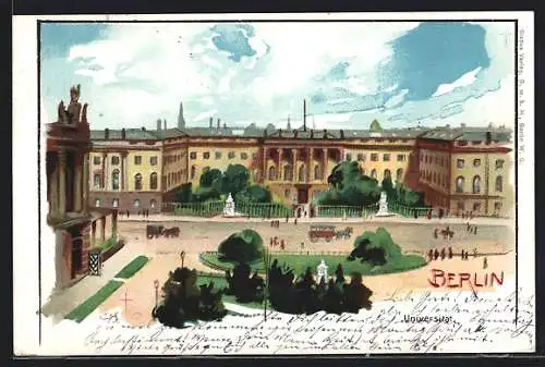 Lithographie Berlin, Blick zur Universität