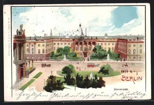 Lithographie Berlin, Blick zur Universität