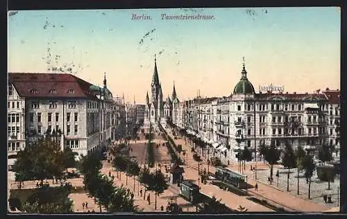 AK Berlin-Charlottenburg, Tauentzienstrasse mit Apotheke und Strassenbahn