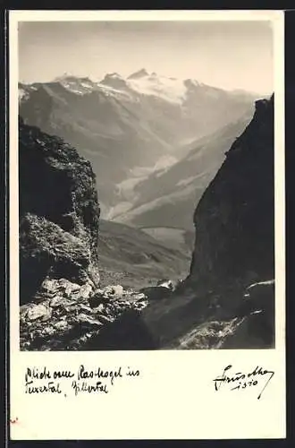 Foto-AK Hans Hruschka Nr. 1310: Blick vom Rastkogel ins Tuxertal, Zillertal