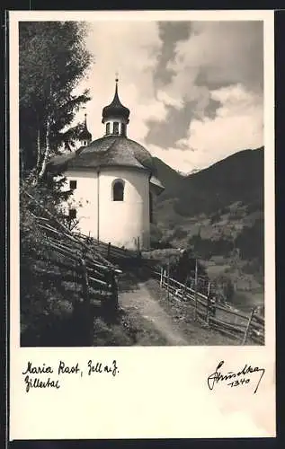 AK Zell am Ziller, Weg zur Wallfahrtskirche Maria Rast