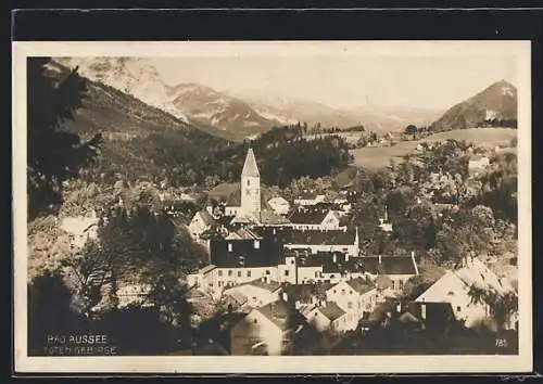 AK Bad Aussee, Ortsansicht mit Totengebirge aus der Vogelschau