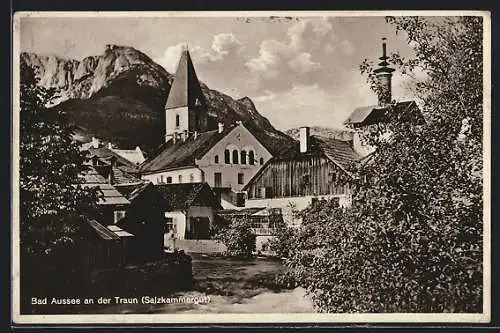 AK Bad Aussee an der Traun, Ortspartie mit Kirche