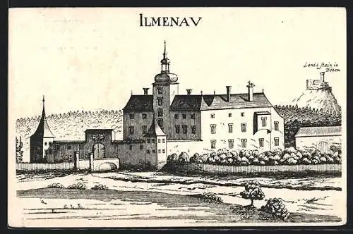 Künstler-AK Kautzen, Schloss Illmenau nach Kupferstich von 1672